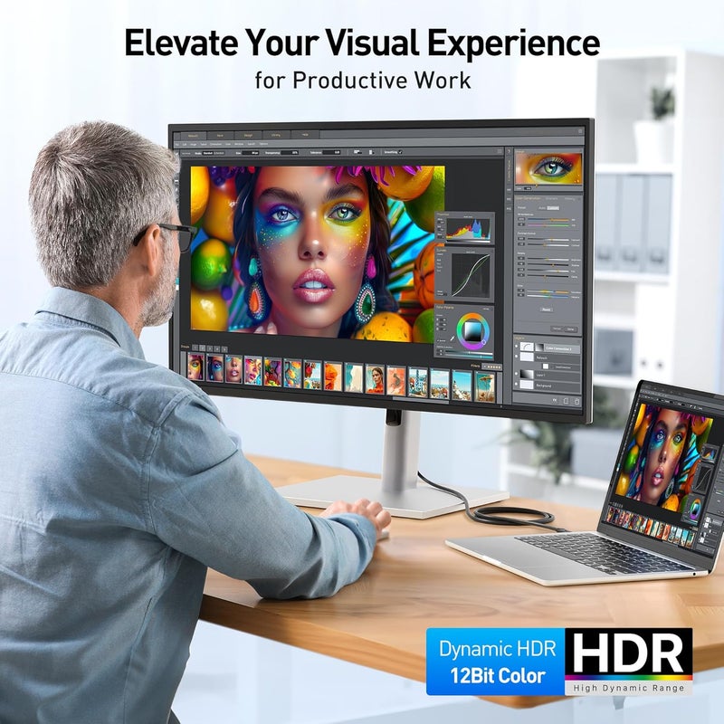 CableMatters كابل Mini DisplayPort إلى DisplayPort قصير - 3 أقدام، يدعم 4K@60Hz / 2K@144Hz، كابل Mini DP إلى DP، أسود - Image 5